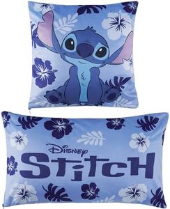 Disney Stitch Cushion Covers - Set of 2 Home Decor 50 x 30cm and 35 x 35cm Women Teenagers Kids Cushions - Stitch Gifts (Blue Stitch)