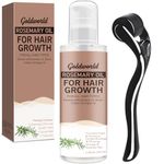 GoldWorld Rosemary Oil for Hair Growth,w/Derma Roller Hair Growth Men Women 100ml Light-Weight Non-Greasy Hair Growth Oil Serum Reduce Beard Hair Loss Diluted Rosemary Oil Dry Damaged Hair Tonic