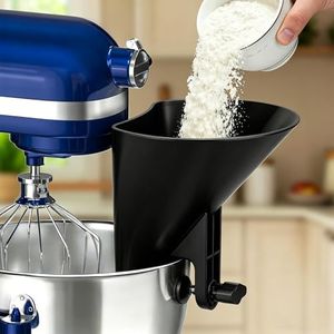 KingofKings Funnel for Kitchen Aid Accessories and Attachments, Flour Funnels for Kitchenaid Mixer Attachments, Wide Mouth Pouring Chute Cake Baking Supplies Gift for Women, Mom (Black)