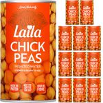 Laila Chickpeas in Salted Water 400g (Case of 12), Pre-Cooked Tinned Chickpeas, Naturally Vegan & Vegetarian, Ready to Eat Chickpeas Tinned, Quality Chick Peas