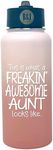 Aunt Tumbler Gifts - Water Bottle Travel Cup for Aunts, Sisters, Women - This is What a Freakin' Awesome Aunt Looks Like- Double Walled Vacuum Sealed Stainless Steel 32 oz Rose Gold Tumbler