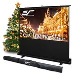 Elite Screens ezCinema 2, 70-inch 16:9, Manual Floor Pull Up Scissor Backed Projector Screen, Portable Home Theater Office Classroom Projection Carrying Bag, US Based Company 2-Year Warranty, F70XWH2