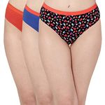 SOIE Women's High Rise Full Coverage Solid and Printed Cotton Stretch Hipster Panty (Pack of 3),Multicolor,S