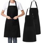 Guegine 2 Pcs Apron,kitchen Apron，Chef Apron,Black Apron Adjustable,with Large Pocket Divider Design,Waterproof Apron,Unisex Women Men,Suitable for Home Kitchen,Restaurant,Bakery,Cafe(black)