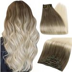 Full Shine Clip in Hair Extensions Human Hair 18 Inch Real Hair Extensions Clip in Brown Hair Extensions for Women 120 Grams 7 Pieces