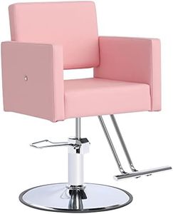 LOUVIXA Barber Chair Salon Chair for Hair Stylist, Height Adjustable Hydraulic Hair Reclining Salon Chair, 360 Degrees Rotation, Multi-Function Shampoo Chair for Salon Home Barbershop, Pink