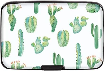 Mini Credit Card Holder for Women or Men,RFID Blocking Slim Hard Card Case ID Case Travel Wallet, Cactus