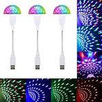 USB Mini Disco Light with Flexible USB Extender, 3Packs, Rekeen Sound Activated Party Lights DJ Disco Ball Stage Lights-Multi Colors LED Car Auto Lights,Magic Strobe Light for Xmas Party,Pool,Karaoke