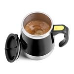 Self Stirring Mug, Electric Stainless Steel Self Mixing Cup with Sealing Cover, Magnetic Automatic Stirring Tea Coffee, etc. Suitable for Travel or Family(Black)