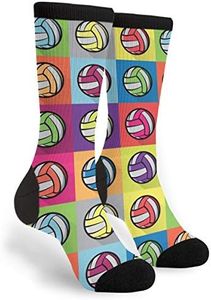 YISHOW Colorful Volleyball Ball Printed Socks Men's Women's Crew Socks Funny Crazy Novelty Socks
