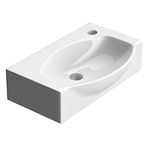 Durovin Bathrooms Compact Ceramic Sink - Wall Hung or Countertop - D Shape Cloakroom Hand Washing Basin - One Right Corner Tap Hole 405 x 280 x 110mm (WxDxH)