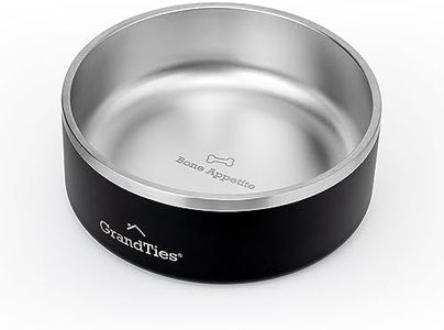 GrandTies Stainless Steel Dog Bowl | Engraved Reusable BPA-Free Insulated Cat & Dog Bowls | Large Heavy Duty Non Skid Spill Proof Dog Bowl | Outdoor Dog Water Bowl (Midnight Black, 42oz)