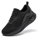 Trainers for Women Black Running Shoes Ladies Arch Support Memory Foam Plantar Fasciitis Orthopedic Shoes Air Cushion Comfort Breathable Non Slip Gym Sneakers All Black UK 3.5