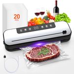 CEROBEAR Vacuum Sealer,75kpa Powerful Food Saver Vacuum Sealer Machine with Cutter, 5 Food Modes, Compact for Sous Vide, Meat, Vegetables, Dry/Moist Modes, One-Touch Seal Preservation