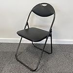 SuperGift.com Folding Chair Padded Paris Faux Leather Heavy Duty Steel Metal Frame Folding Back Rest Chair for Home Garden Office Dining (Black)