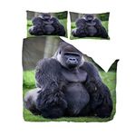 Luxury 3D Bed Set With Duvet Cover And Pillow Case Daze Animal Gorilla Double Size Super Soft Comfortable Anti-Mite Quilt Cover For Home Hotel(1 Duvet Cover + 2 Pillowcases)