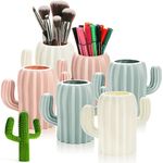 AVLA 6 Pack Plastic Pencil Holders, Cactus Pen Holder Cup, Cute Desktop Pencil Storage Container, Cosmetic Makeup Brush Holder, Desk Office Pen Organizer for Girls, Women,Classroom, Home, School