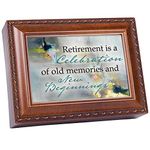 Cottage Garden Retirement a New Beginning Woodgrain Rope Trim Music Box Plays Wonderful World