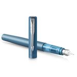 Parker Vector XL Fountain Pen , Metallic Teal Lacquer on Brass , Medium Nib with Blue Ink Refill , Gift Box