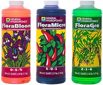 General Hydroponics FloraSeries Hydroponic Nutrient Fertilizer System Trial Pack with FloraMicro, FloraBloom and FloraGro, 1 qt.