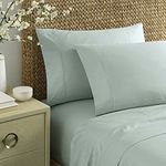 Nautica - Queen Sheets, Cotton Sateen Bedding, 400 Thread Count, Silky Smooth & Wrinkle Resistant (Regatta Green, Queen)