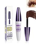 5D Silk Fiber Brown Mascara for Eyelashes, Waterproof Long Lasting Colored Mascara Liquid Lash Extensions, Smudge-Proof Volumizing Lengthening Curling Non-clump Color Mascara Makeup Party Stage Use