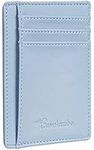 Travelambo Front Pocket Minimalist Leather Slim Wallet RFID Blocking Medium Size(Blue Classic)