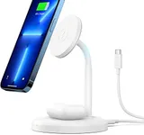 Syncwire Wireless Charging Stand - 2 in 1 Free Rotation Magnetic Charger Station for MagSafe Compatible with iPhone 15, 14, 13, 12 Pro Max, Pro, Mini, Plus, AirPods