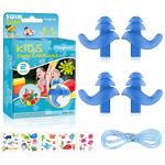 Hearprotek 2 Pairs Ear Plugs for Swimming Kids, Soft Silicone Reusable Kids Swim earplugs for Bathing and Other Water Sports (Free Temporary Tattoos Included)