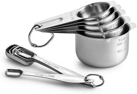 Spring Chef Stainless Steel Measuring Cups and Spoons Set of 10, Nesting Kitchen Metal Measuring Cups and Spoons Set for Dry and Liquid Ingredients, Perfect for Cooking & Baking