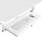 5Rcom Under Desk Keyboard Tray, Pull Out Table Extender Keyboard Tray for THK 8-50mm, Multifunctional Storage for Laptop, 650 x300 mm Platform Computer Drawer, Perfect for Home or Office (White)