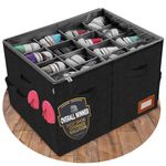 Tydi Shoe Storage Box - Ultra Stiff Shoe Organiser with Zipable Clear Cover, Tag Insert & 24 Compartments (16 Grids & 8 Pockets) - Shoe Box - Shoe Storage Organiser - Shoe Space Saver - Black