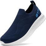 STQ Womens Trainers Slip on Works Shoes Lightweight Breathable Walking Shoes with Arch Support Navy 6 UK
