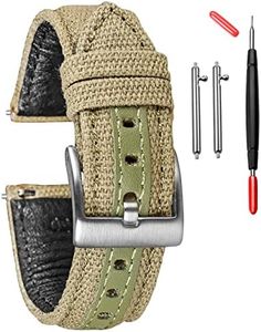 Hemsut Military Canvas Watch Bands, 18mm Watch Bands for Men, Quick Release Watch Strap, Fabric Sport Replacement