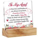 Acrylic Aunt Gift Auntie Desk Decor Present, to My Aunt I Love You Decorative Clear Acrylic Desk Plaque Sign with Wood Stand for Home Birthday Mother's Day Christmas