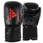 adidas FLX 3.0 Speed 50 Boxing & Kickboxing Gloves for Women & Men (Black/RED, 12 oz)