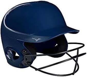 Mizuno MVP Series Solid Batting Helmet with Fastpitch Softball Mask, Large/X-Large, Navy