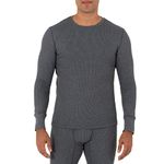 Fruit of the Loom Mens Recycled Waffle Thermal Underwear Crew Top (1 and 2 Packs), Greystone Heather, Medium