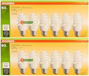 LEDVANCE (12 Bulbs) Sylvania CFL T2 Twist Light Bulb, 2700K Soft White, 60 watt Equivalent, Efficient 13 watts, 850 Lumens, Medium Base - 12 Pack Compact Fluorescent