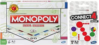 Monopoly India Edition Game, for Ages 8 and Up & Hasbro Gaming Connect 4 Card Game for Kids Ages 6 and Up, 2-4 Players 4-in-A-Row Game