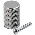 Hausen Knurled Kitchen Cupboard Cylinder Knob, Bedroom/Bathroom/Office Cabinet, Drawer, Unit Handle, 28mm x 18mm, Polished Chrome