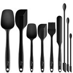 Hotec 9 Pieces Silicone Spatula Set Kitchen Utensils for Baking, Cooking Mixing Heat Resistant Non Stick BPA Free Food Grade Dishwasher Safe Black