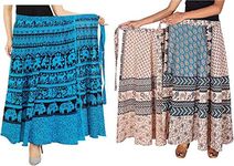 Modern Kart Women's Wrap Around Skirt (Set of 2) Blue