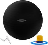 BalanceFrom Anti-Burst and Slip Resistant Exercise Ball Yoga Ball Fitness Ball Birthing Ball with Quick Pump, 2,000-Pound Capacity, Black, 22-inch, M