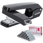 Deli/EZWORK Swing-Arm Swivel Stapler, 25 Sheets Capacity, 360 Degree Rotate Desk Staplers with 1000 Staples for Booklet or Book Binding, Black