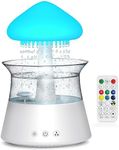 Diffuserlove Cloud Humidifier Rain Water Diffuser Water Drip Humidifier with Remote Waterfall Lamp Mushroom Humidifier Rain Sounds White Noise Humidifier Air Humidifiers for Bedroom Desk (White)