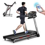 GYMAX Foldable Treadmill, 4.75HP Folding Treadmill with 15% Auto Incline, App Control, Bluetooth Speaker & Pules Sensor, Portable Self-Standing Treadmill with Incline for Home Gym