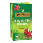 Twinings Green Tea Cranberry, 25 Teabags, Green Tea, Zingy Sharpness of Cranberry with Golden Green Tea