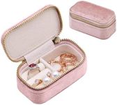 TAIMY Velvet Small Jewelry Travel Box, Mini Jewelry Travel Case for Women Girls, Portable Travel Jewelry Organizer Boxes for Rings Earrings Necklaces(Pink Lavender)