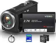 Delmodes 2.7K 56MP Camcorder Video Camera 16X Digital Zoom Vlogging Camera with LED Fill Light for YouTube, 2.8 Inch 270 Degree Rotation LCD Screen Camcorder with SD Card and Two Batteries